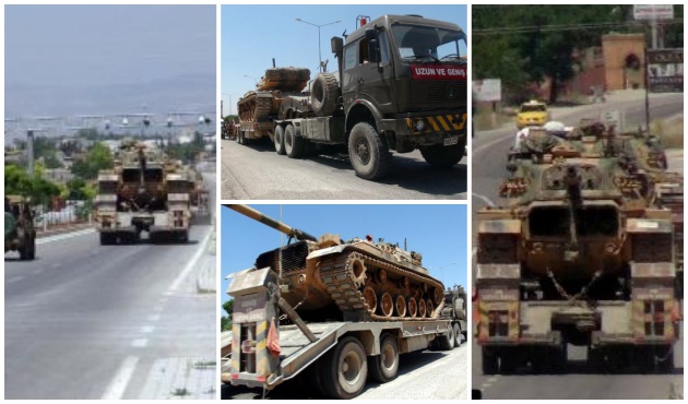 Kilis'in PYD-YPG denetimindeki Afrin bölgesi sınırına yeni tank sevkiyatı...