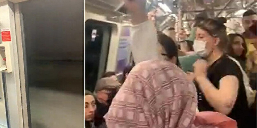 İstanbul'da kapısı arızalanan metroda tehlikeli yolculuk!