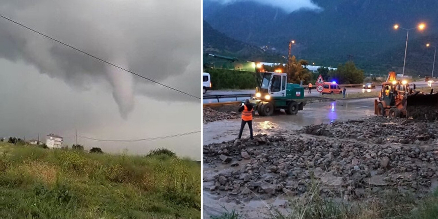 Amasya'da hortum ve sel: Dereler taştı, sokaklar göle döndü!