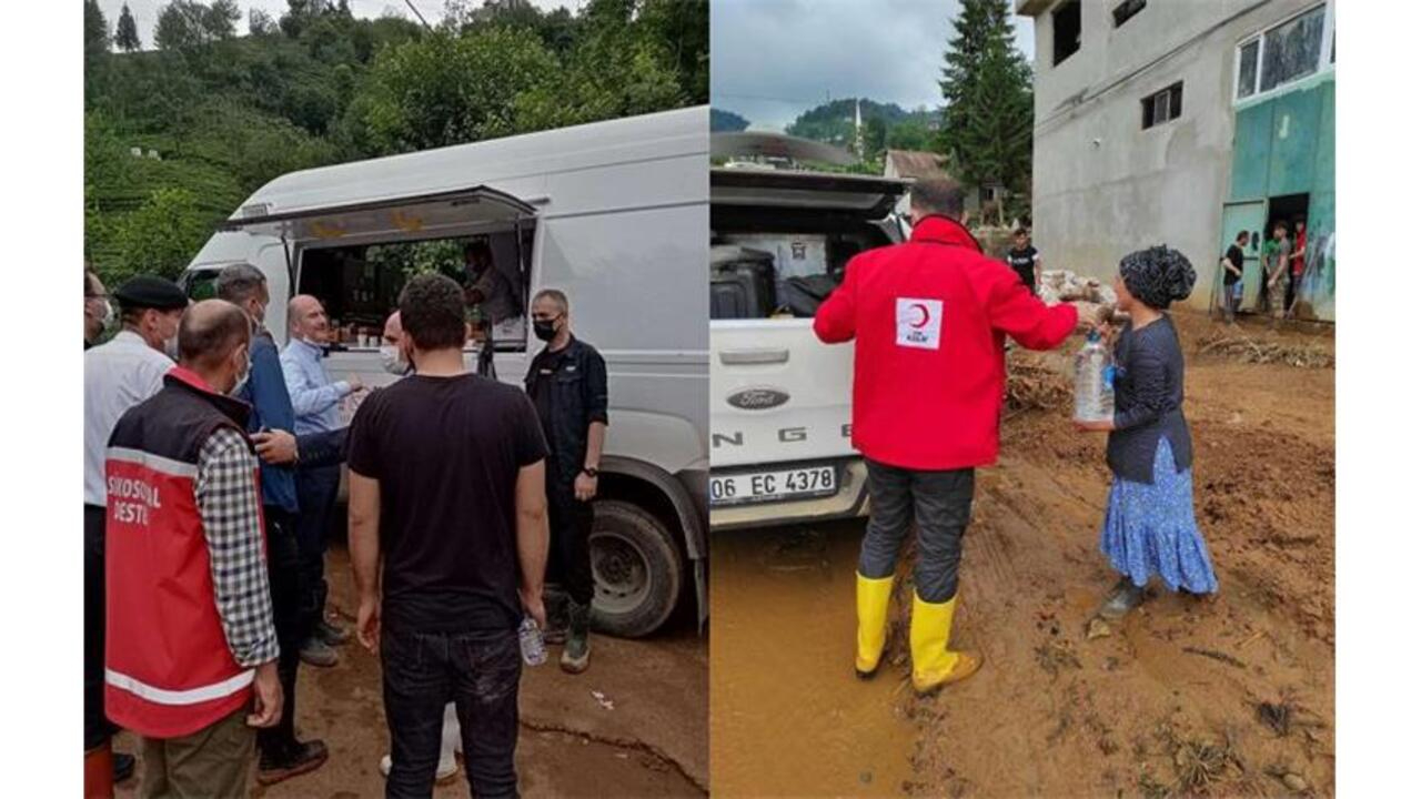Kızılay sel bölgelerinde! Vatandaşlara destek devam ediyor