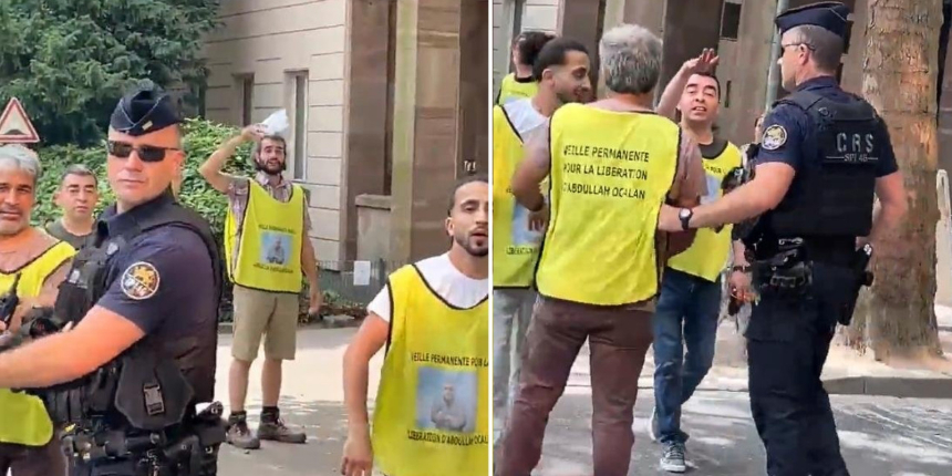 Fransa'da Avrupa Konseyi binasının önünde stand açan PKK destekçileri Türk vatandaşlarına saldırdı!