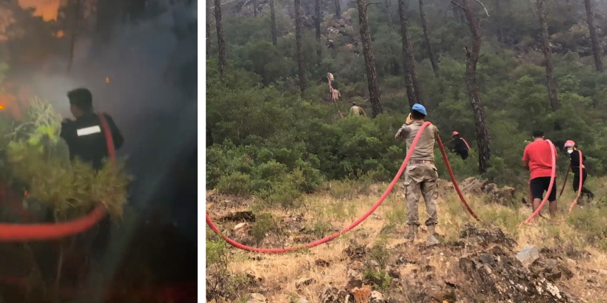 Mehmetçik, Marmaris’te yangın söndürme çalışmalarına gece gündüz devam ediyor