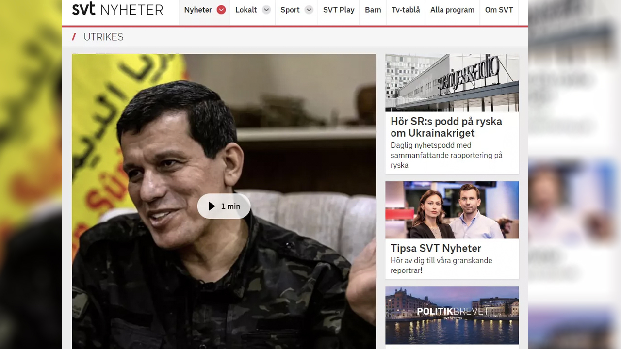 İsveç'in teröre desteği devam ediyor: PKK/YPG'nin elebaşını devlet televizyonunda konuşturdular