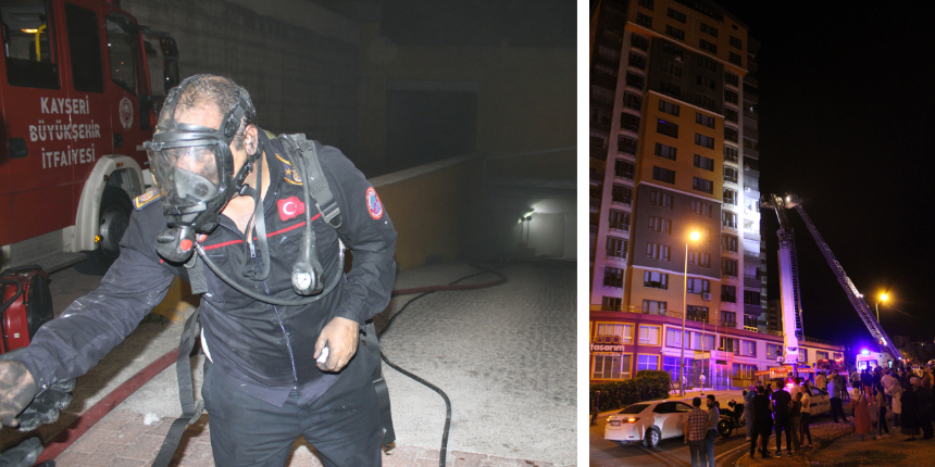 Kayseri'de 14 katlı binada yangın! 30 kişi tahliye edildi, 16 kişi hastanelik oldu