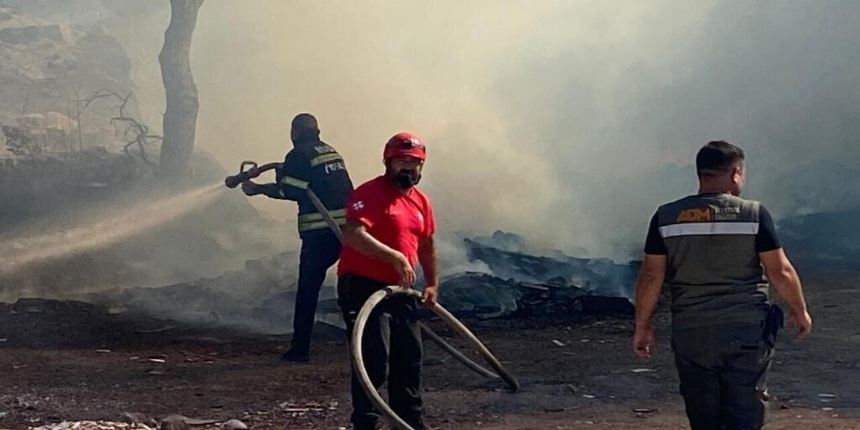 Bodrum'da panik! Fırında başlayan yangın, makilik alana sıçradı