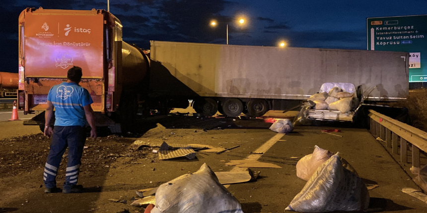 İBB'ye ait İSTAÇ TIR'ı 2 araca çarptı: 2 yaralı