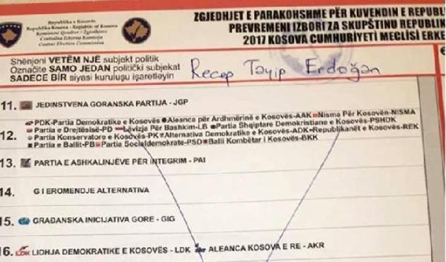 Kosova seçimlerinde Cumhurbaşkanı Erdoğan'a oy çıktı...