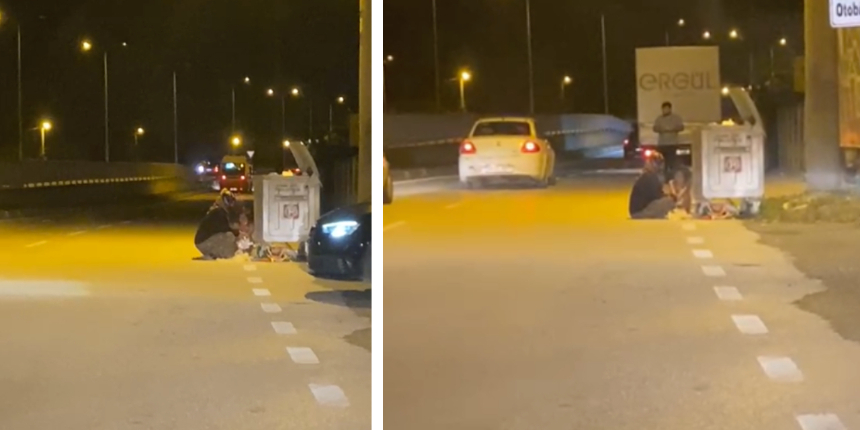 "Çocuğuma çöpten ekmek topluyorum" diyen kadın, sürücülerin hepsini kandırdı
