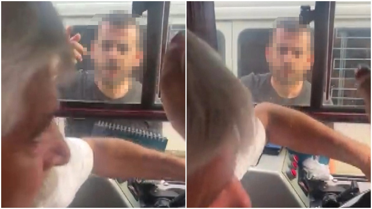 İETT otobüsünün camını yumruklayan sürücü bu kadar da olmaz dedirtti