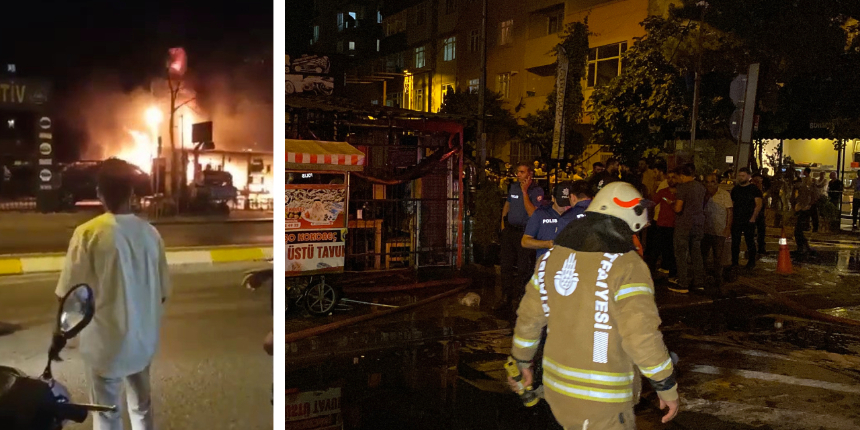 Sultanbeyli’de patlama! Restoran alev alev yandı