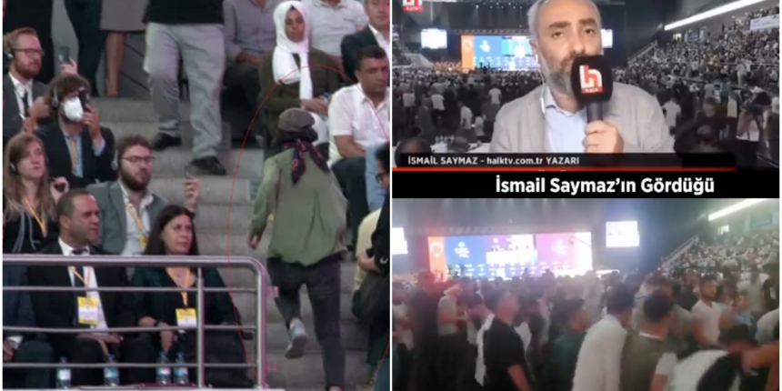 İşte tarafsız habercilik: İsmail Saymaz, HDP'nin skandal kongresinde Öcalan sloganlarını görmezden geldi