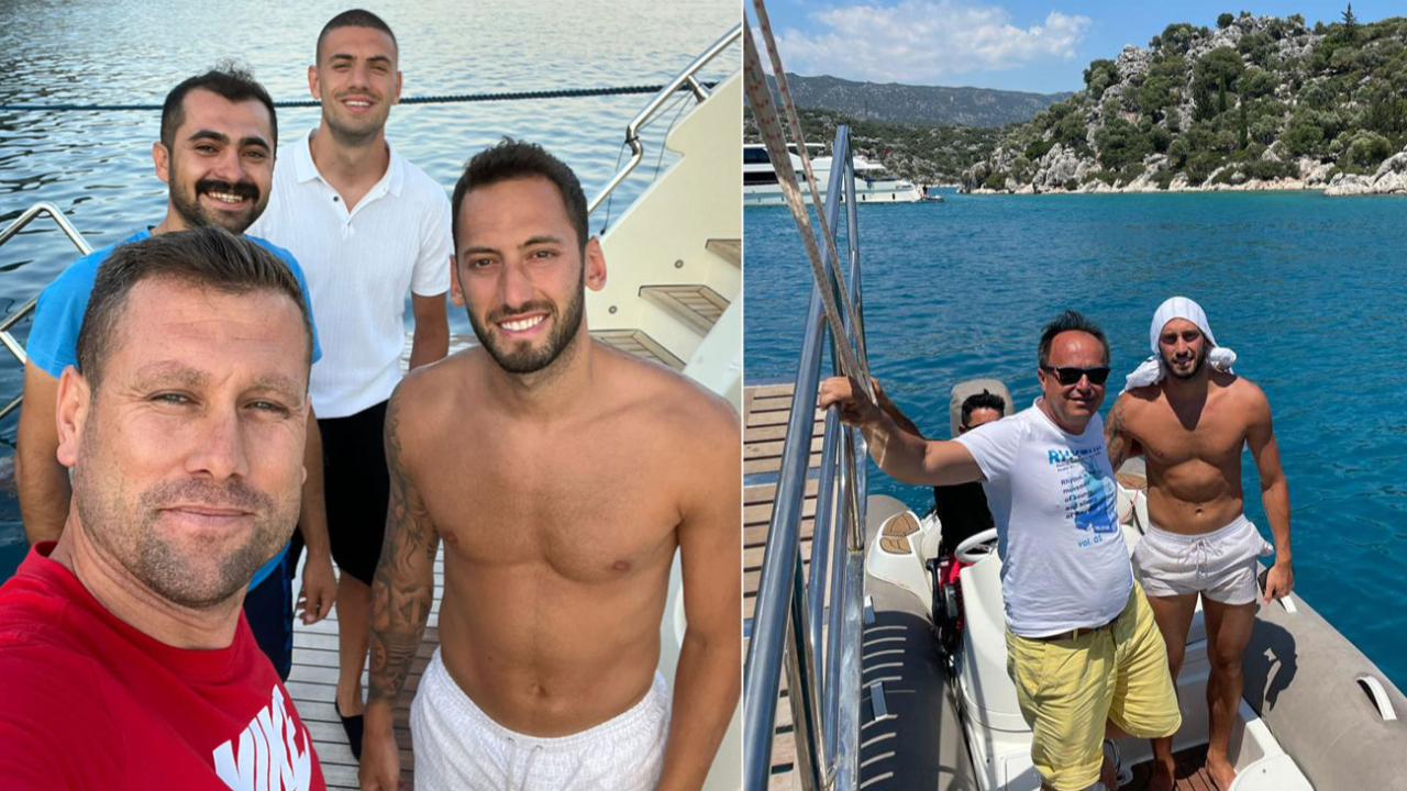 Hakan Çalhanoğlu ve Merih Demiral aileleriyle birlikte Kekova Adası'nda tatil yaptı