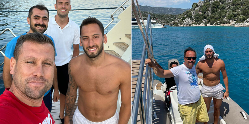 Hakan Çalhanoğlu ve Merih Demiral aileleriyle birlikte Kekova Adası'nda tatil yaptı