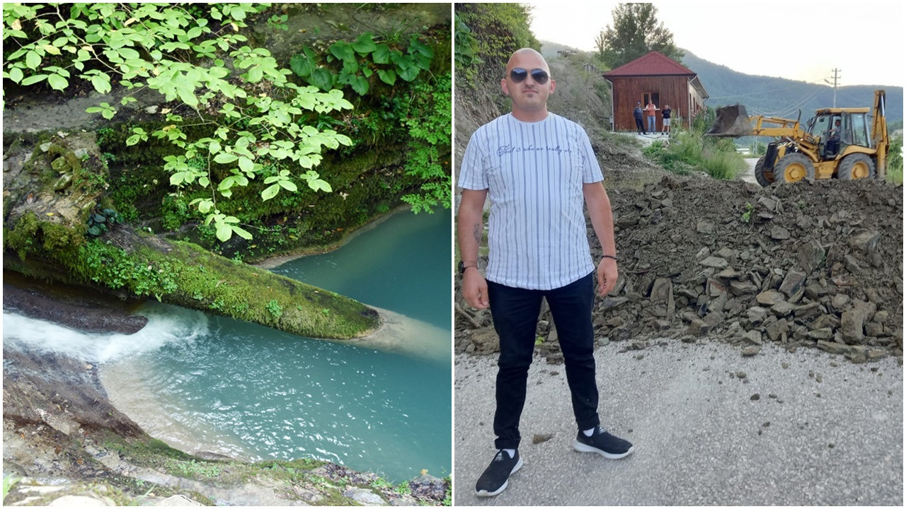 Şelaleye giden yolu arsasından geçtiği için toprak döküp kapattı