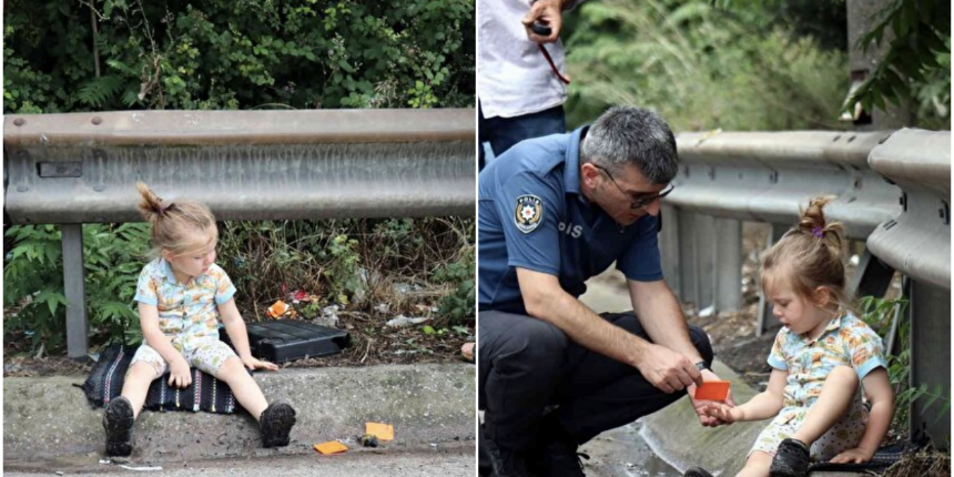 Trafik kazasından günün karesi: 2 yaşındaki çocuk savrulan parçalarla oyun oynadı