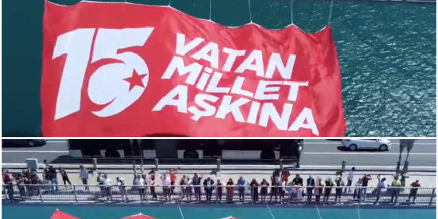 İstanbul Valiliği paylaştı: 15 Temmuz Şehitler Köprüsü'ne Türk bayrağı ve afişler asıldı