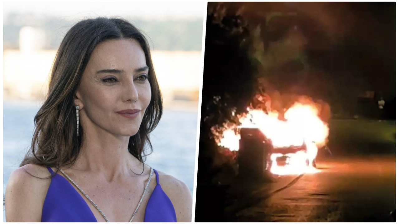 Hande Ataizi'nin korku dolu gecesi! Sevgilisi ve oğluyla bindiği araba alev alev yandı
