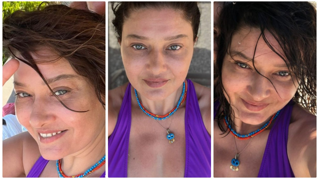 Sevgilisiyle tatile çıkan Nurgül Yeşilçay'dan makyajsız pozlar