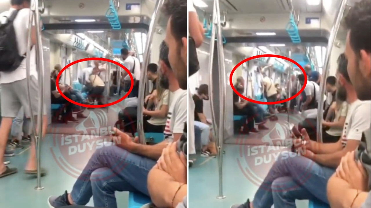 Marmaray'da güreş gibi kavga: Yolcular birbirine girdi! Tekme ve yumruklar havada uçuştu...
