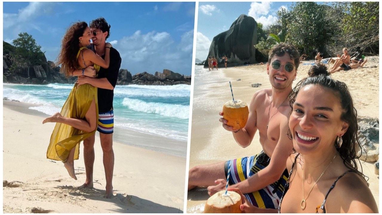 Ebru Şahin ile Cedi Osman'ın balayı tatili devam ediyor... Soluğu Seyşeller'de aldılar