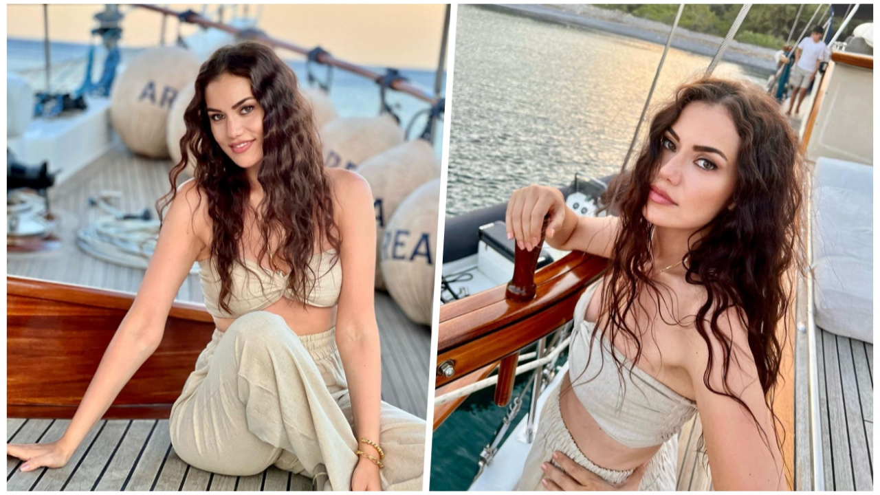 İkinci bebeğine hamile olan Fahriye Evcen'den tekne pozları