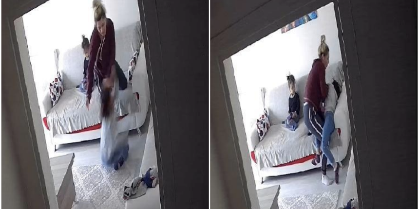 Dehşet anları gizli kamera sayesinde ortaya çıktı! Küçük çocuklarını acımasızca dövdü!