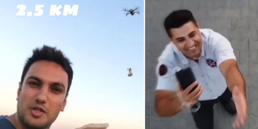 Adanalı dron pilotundan ilginç hareket: Kuzeni için 2 buçuk kilometre uzağa dronla kebap gönderdi!