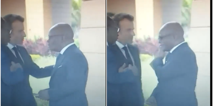Afrika'ya giden Macron yine rezil oldu: Macron'un dokunduğu omuzunu eliyle temizledi