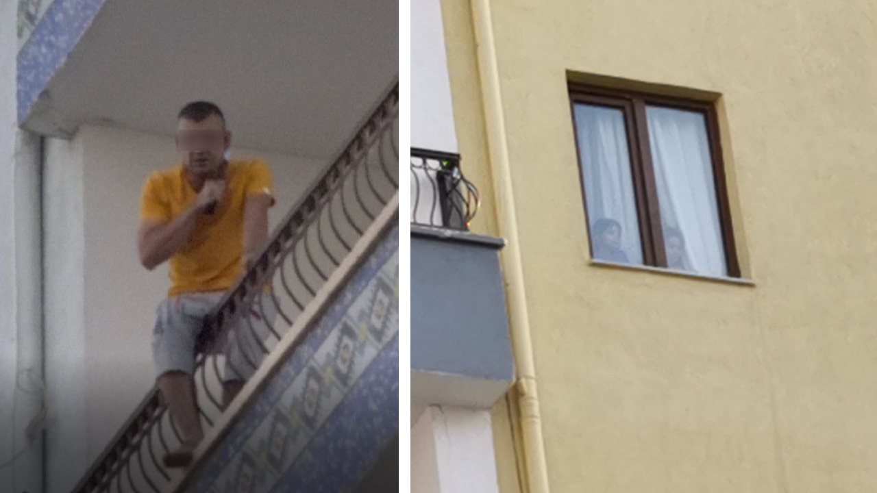 Kendilerini rehin alıp intihara kalkışan babalarını korku dolu gözlerle izlediler