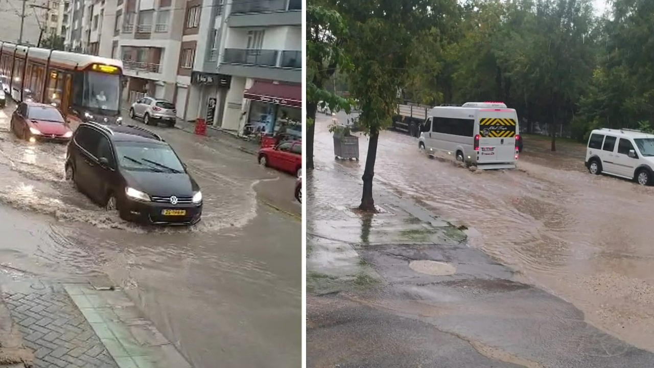 Eskişehir’de sağanak yağış etkili oldu! Yollar göle döndü