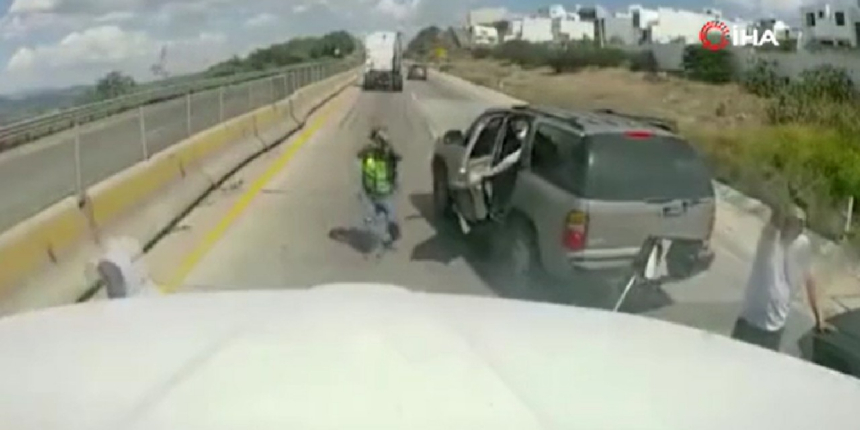 Silahlı kişiler tır çaldı! Soygun anı kamerada...