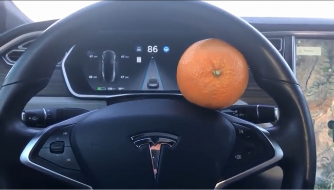 Tesla'nın otomatik pilotunu portakalla kandırdı...