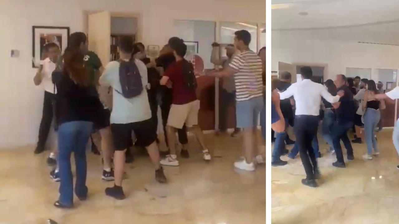 Öğrenciler rektör vekilinin makamını basmaya çalışınca arbede çıktı