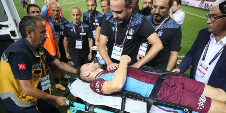 Trabzonspor'da sakatlık şoku! Edin Visca ambulansla hastaneye kaldırıldı