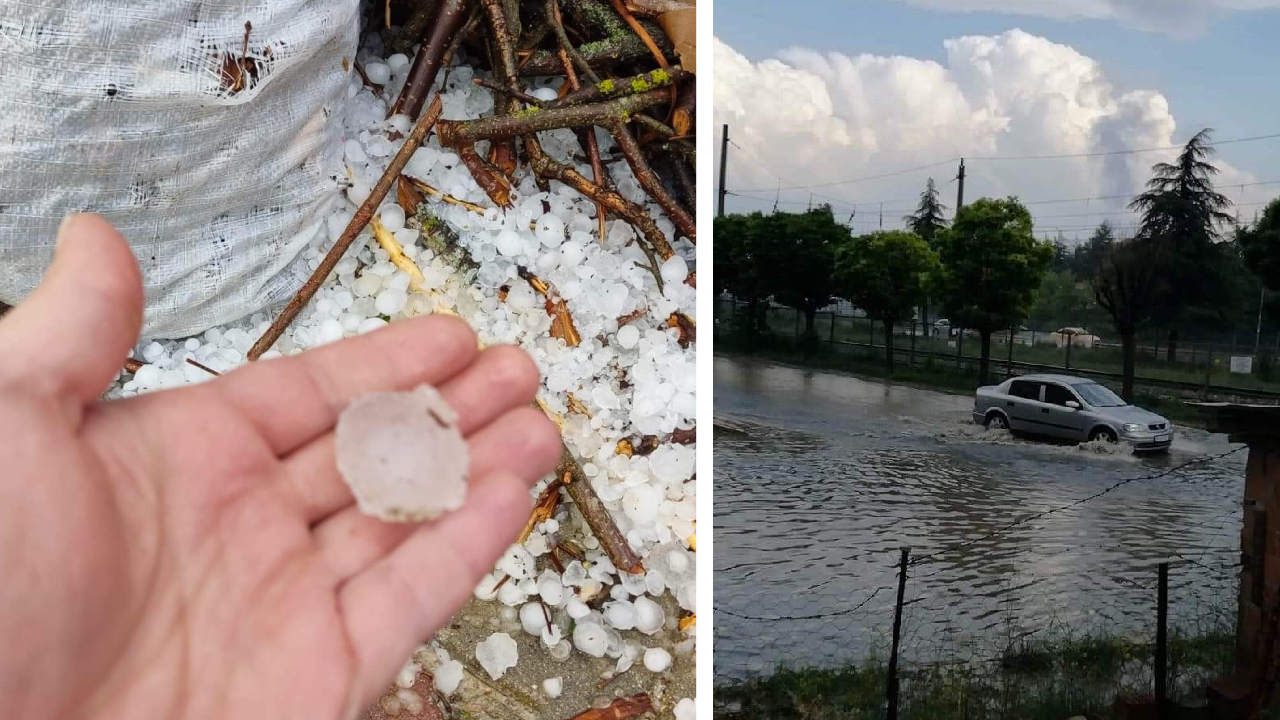 Bilecik'te ani bastıran dolu ve sağanakta caddeler göle döndü, tarım arazileri zarar gördü