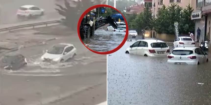 İstanbul'u sağanak vurdu: Maltepe'de yollar göle döndü! Araçlar mahsur kaldı...