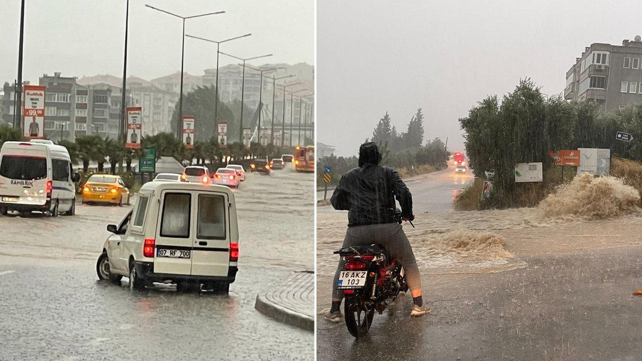 Bursa'da sağanak sele döndü: Rögarlar patladı, araçlar yolda kaldı!