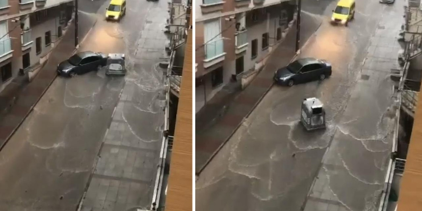 Maltepe’de selde sürüklenen araç kamerada!