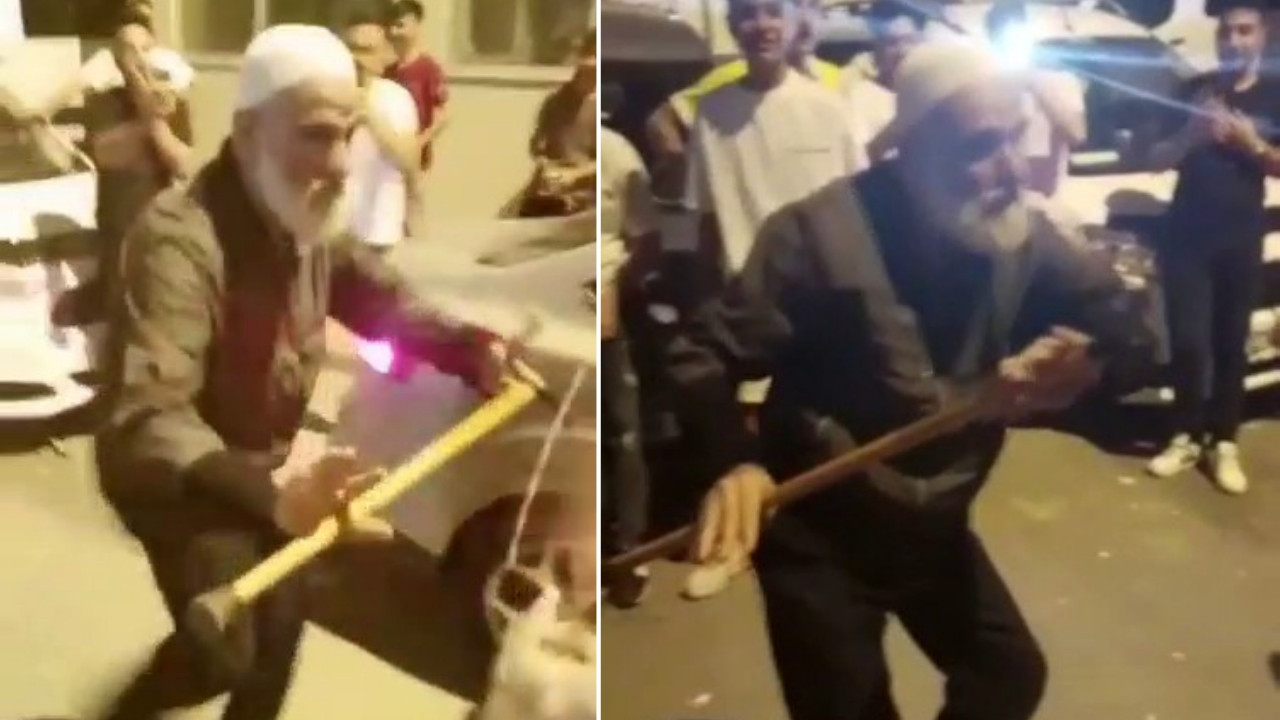 Gençlere taş çıkarttı: Bastonlu dedenin ilginç figürlerle dolu dans şovu izleyenleri şoke etti!