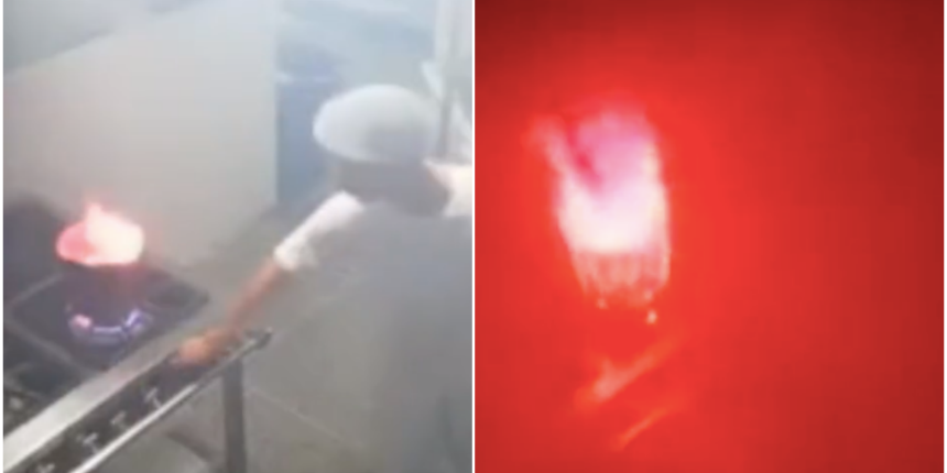 Alev alan kızgın yağı söndürmek istedi! Alevler bomba gibi patladı!
