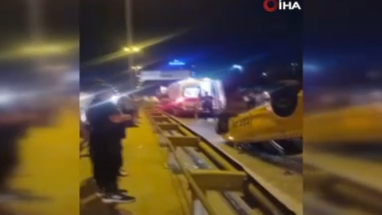 Alkollü taksi sürücüsü takla attı! Sıkıştığı yerden vatandaşlar çıkardı