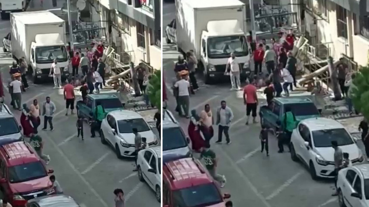 Kadınların kavgasına erkekler de dahil oldu! Ortalık savaş alanına döndü! O anlar kamerada...