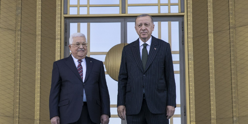 Cumhurbaşkanı Erdoğan, Filistin Devlet Başkanı Abbas'ı resmi törenle karşıladı