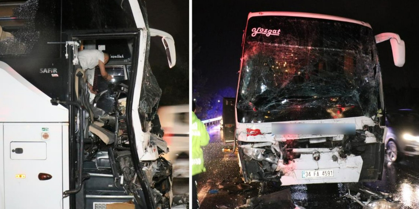 Korkunç kaza! Yolcu otobüsü tıra çarptı: 25 yaralı