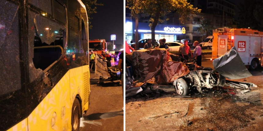 Aydın'da otomobil halk otobüsüne çarptı: 1 ölü, 3 yaralı