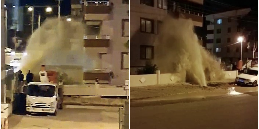İçme suyu hattı patladı! Sular binanın ikinci katına kadar fışkırdı!
