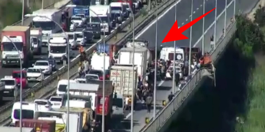 TEM'de TIR devrildi: Tüm şeritler trafiğe kapandı! İşte ilk görüntüler...