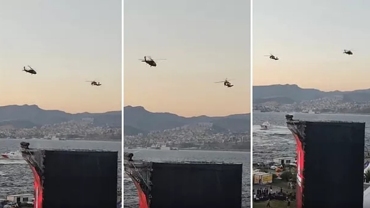 İzmir'de 9 Eylül kutlamaları: İki helikopter havada zeybek oynadı! O anlar kamerada...