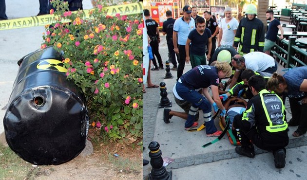 Bodrum'da dekor için kaynak yapılan varil patladı...