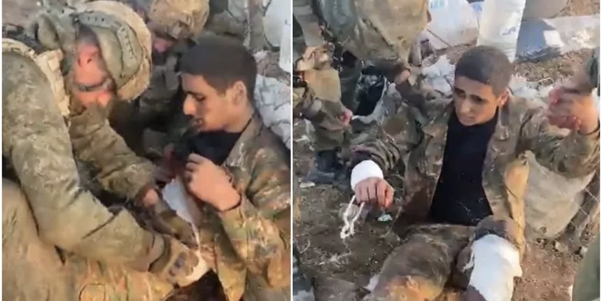 Azerbaycan askerleri Ermeni askerin yarasını sardı: "Korkma, yaşayacaksın"